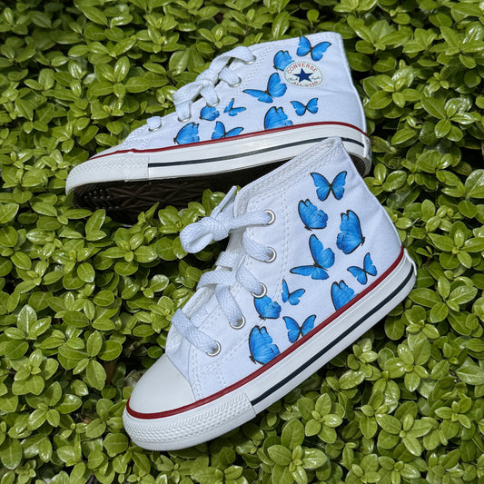 Blue Butterfly Converse Shoes for Toddlers and Kids
