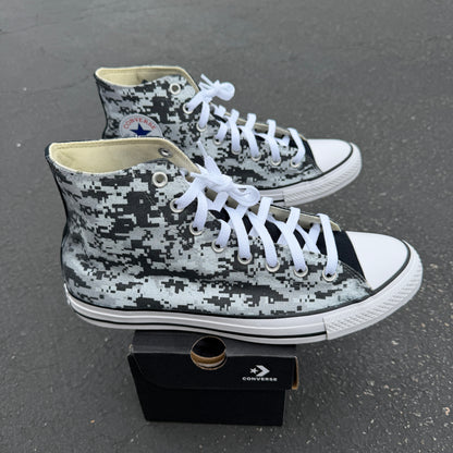 Grey Digi Camo Digital Pixel Camouflage - Custom Converse Shoes