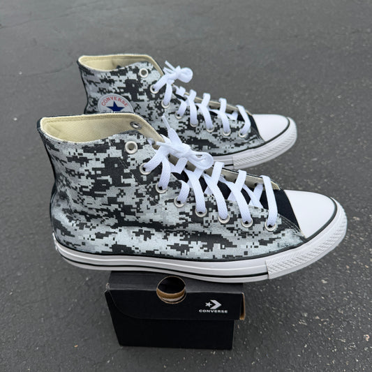 Grey Digi Camo Digital Pixel Camouflage - Custom Converse Shoes