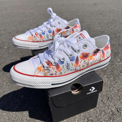 Flower Garden Summer Wedding - Custom Converse Shoes