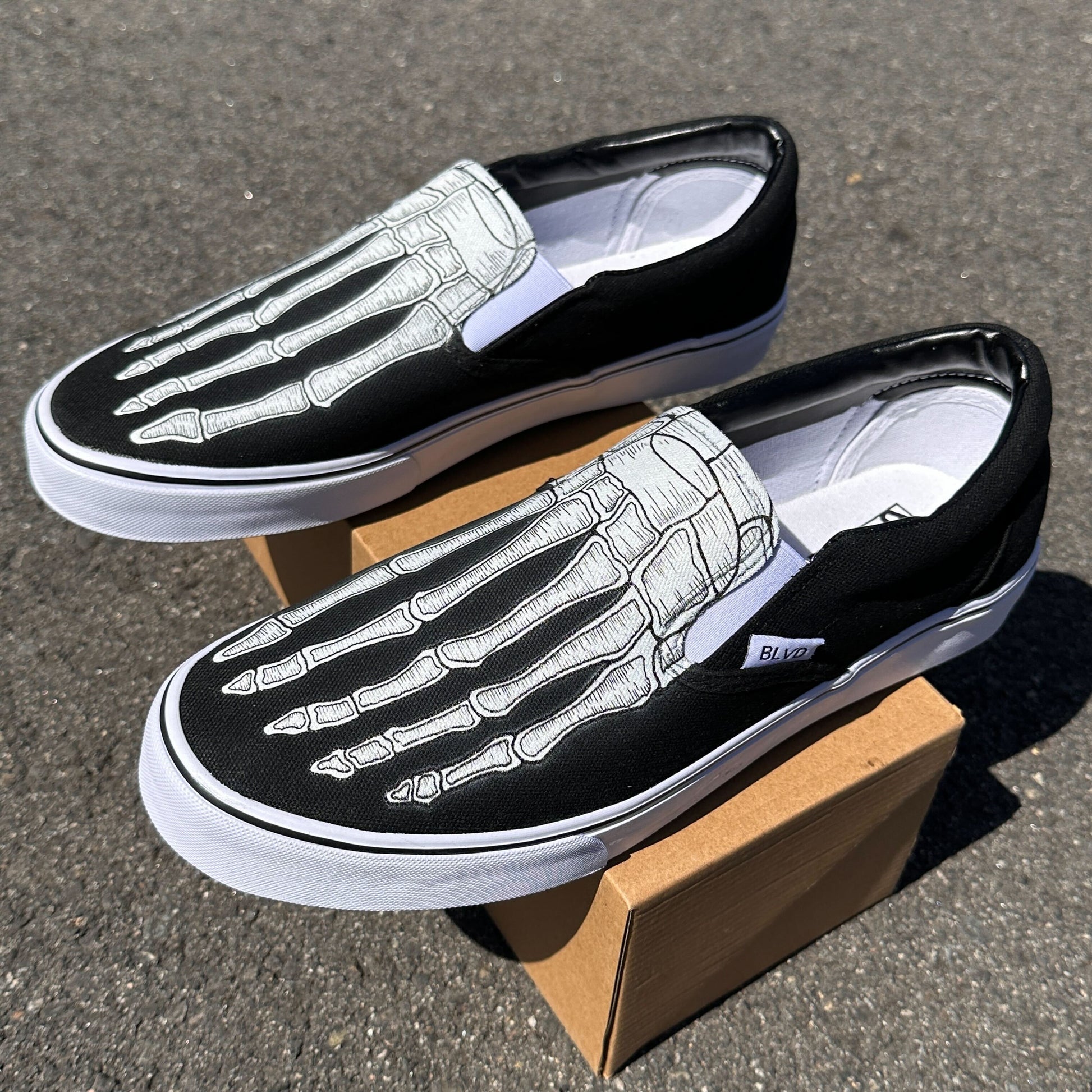 Custom Skeleton Feet X-Ray Slip Ons - Custom Vans Shoes
