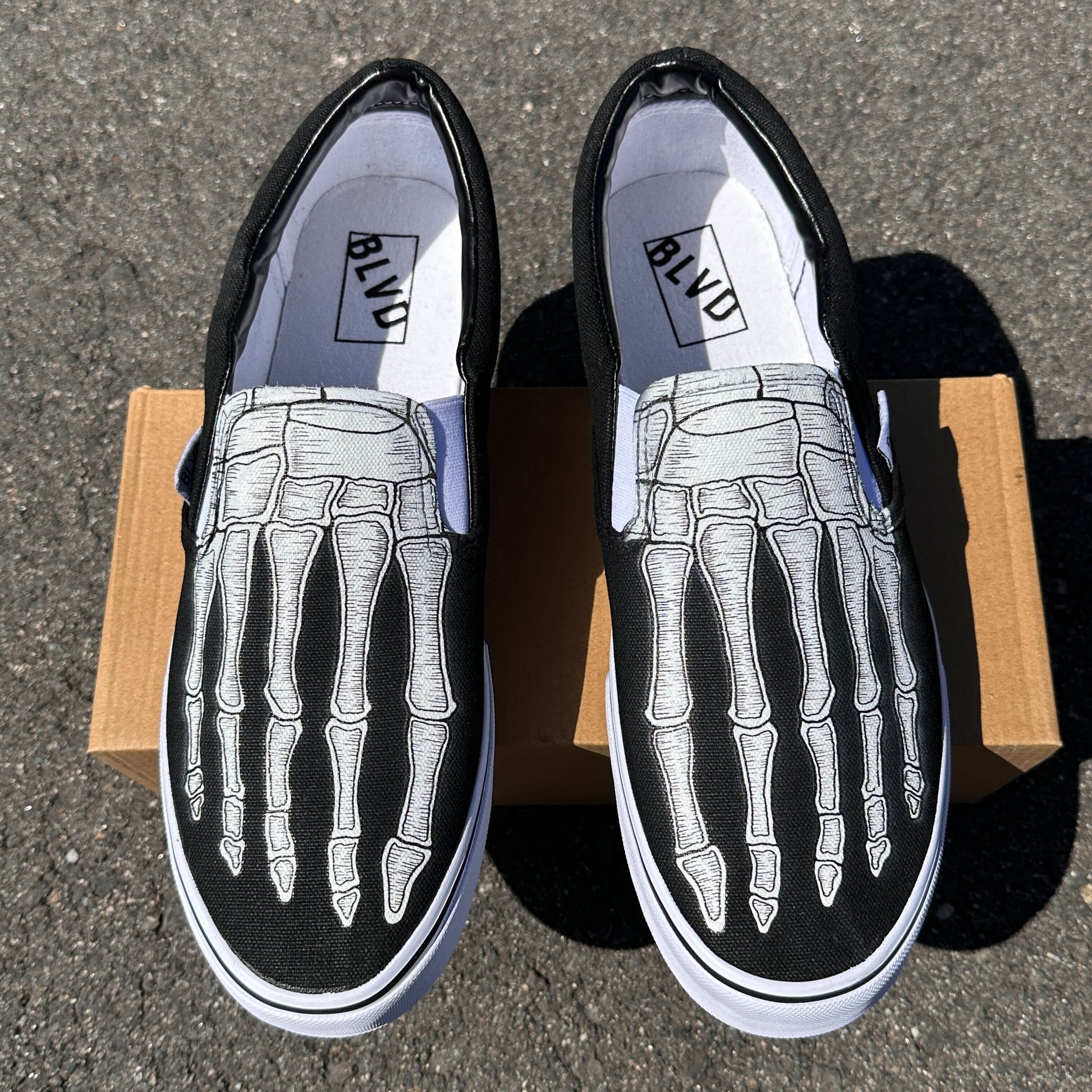 Custom Skeleton Feet X-Ray Slip Ons - Custom Vans Shoes