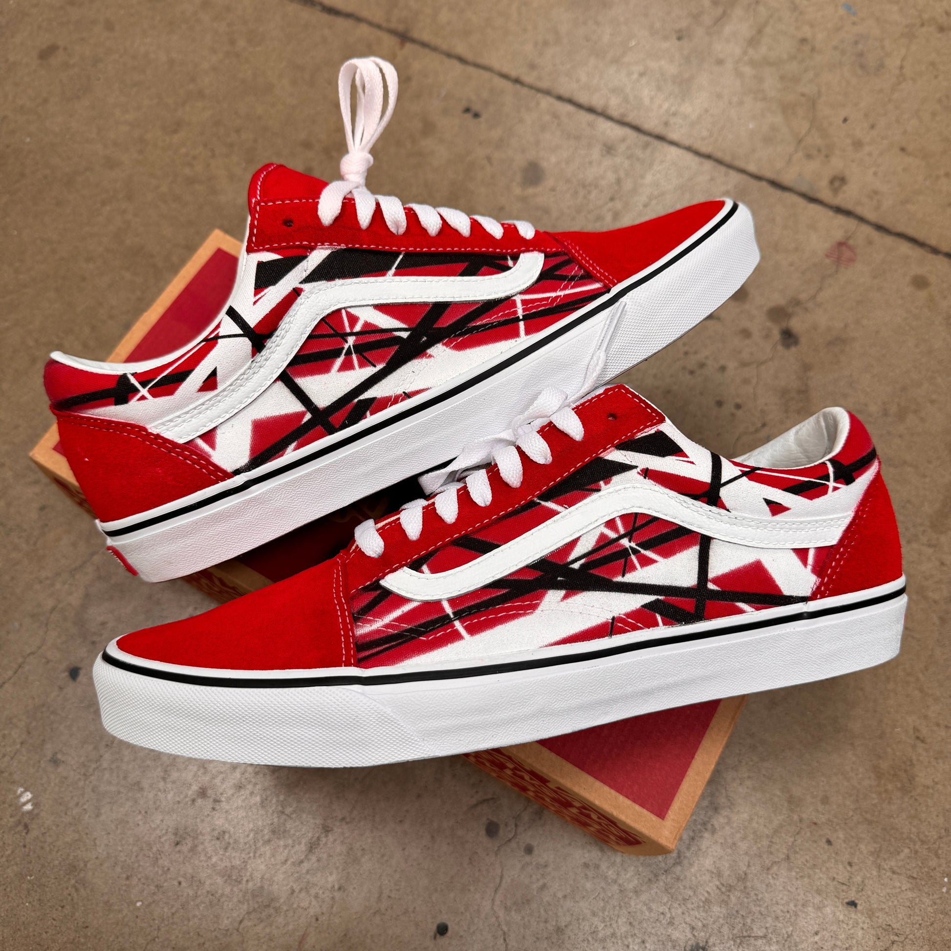 Van Halen Frankenstrat Red Vans Old Skool Shoes Unisex for Men and