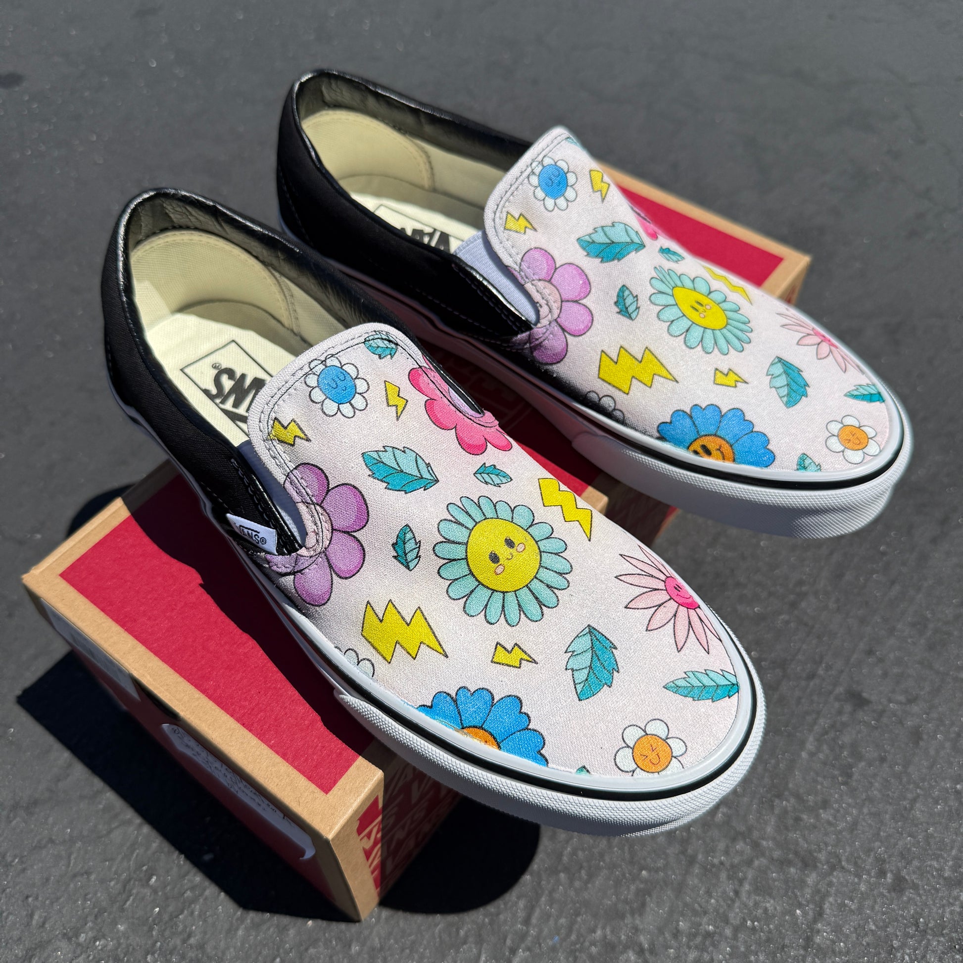 smiley face Vans custom shoes