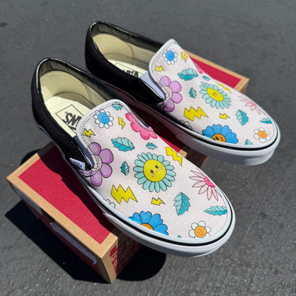 smiley face Vans custom shoes