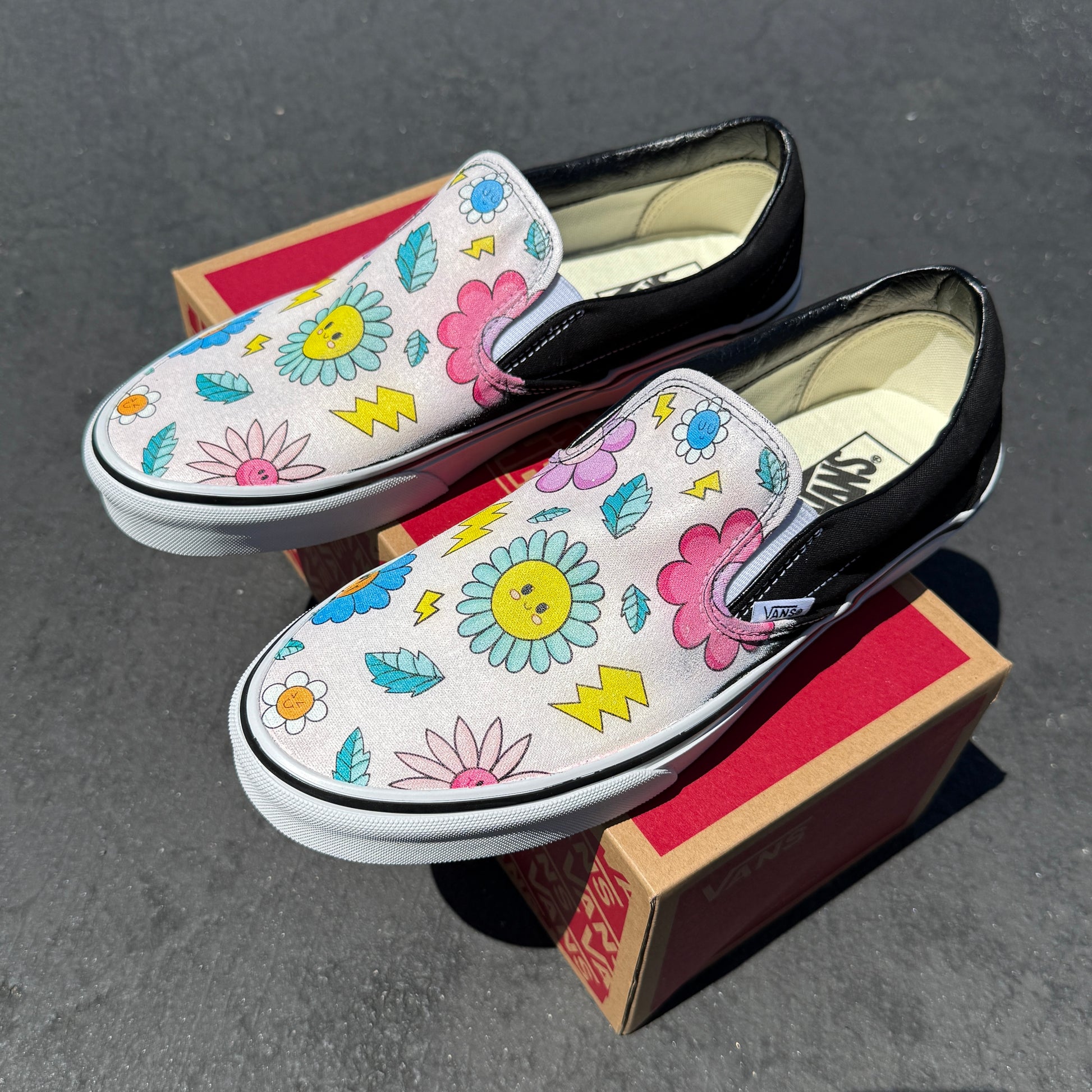 smiley face Vans custom shoes
