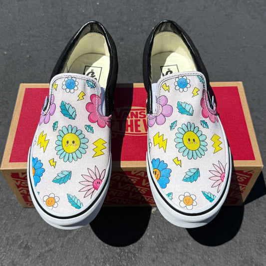 smiley face Vans custom shoes