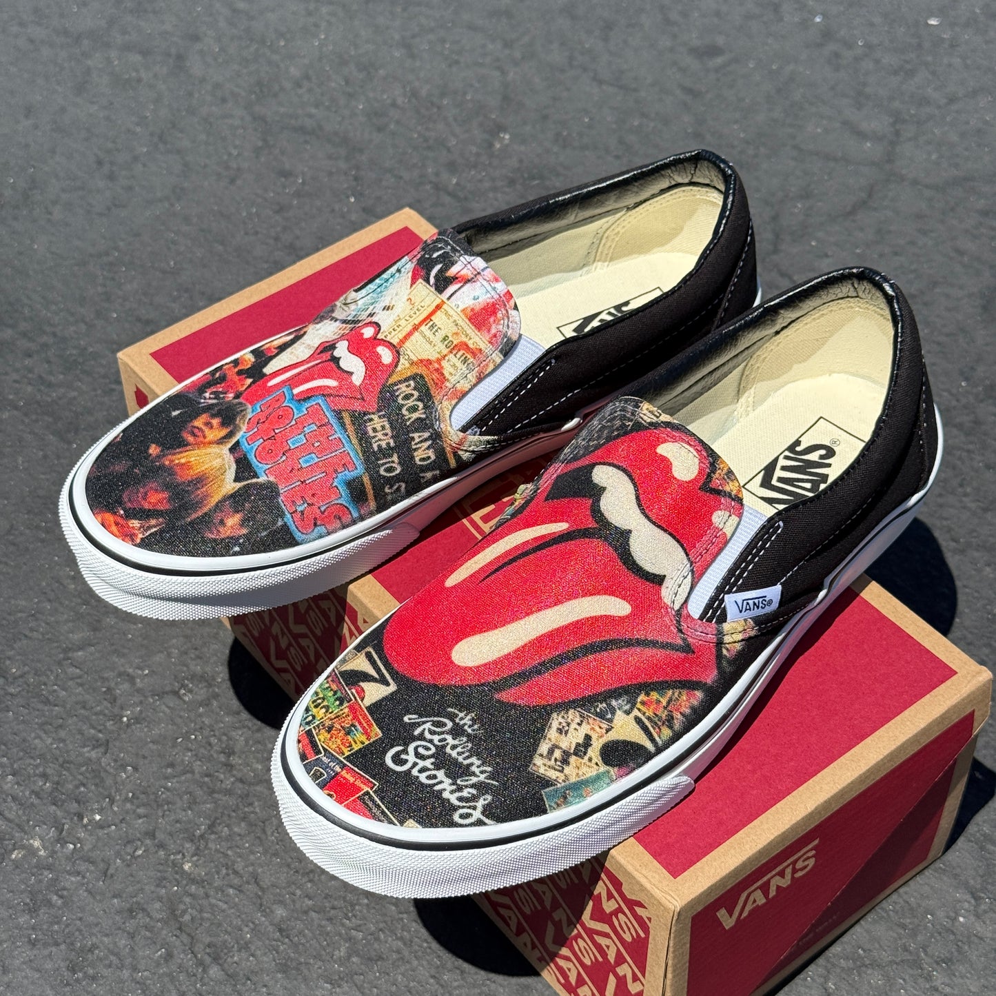 Rolling Stones Vans Slip On Shoes Custom