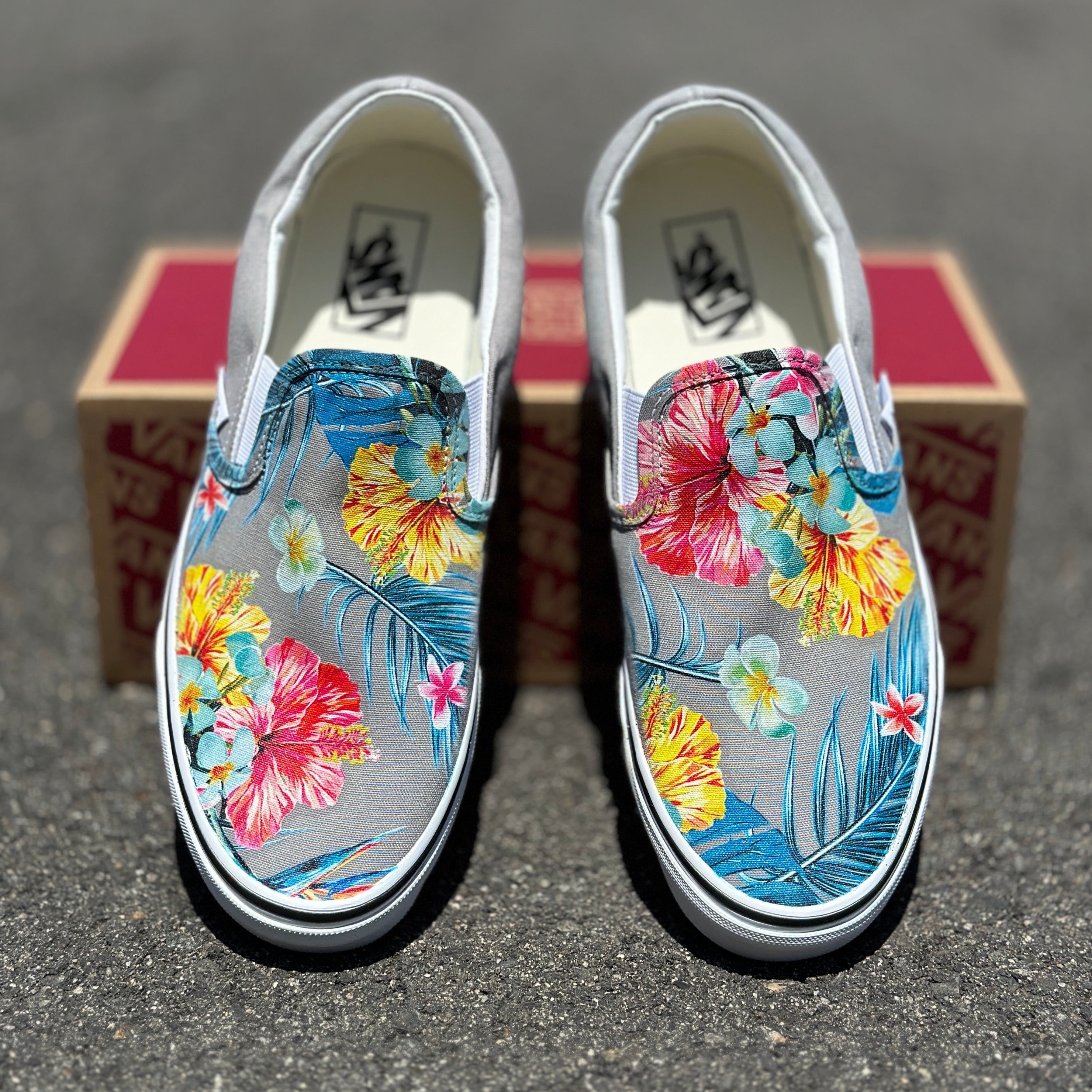 Tropical Hawaiian Flowers - Custom Slip Ons - Custom Vans Shoes ...