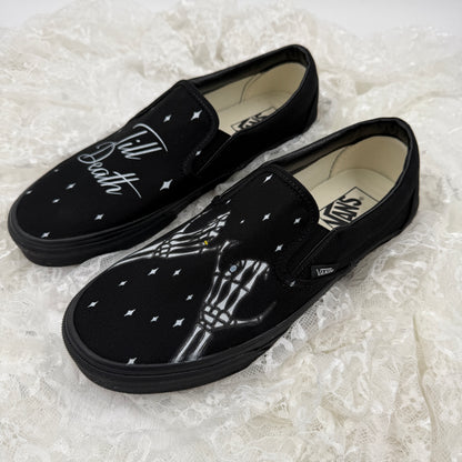 Till Death Pinky Promise Twinkle Custom Wedding Vans Slip On All Black Shoes