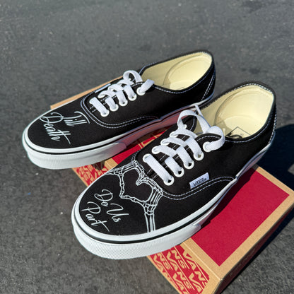 Till Death Do Us Part Skeleton Heart Hands Custom Wedding Black Vans Authentic Shoes for Men and Women