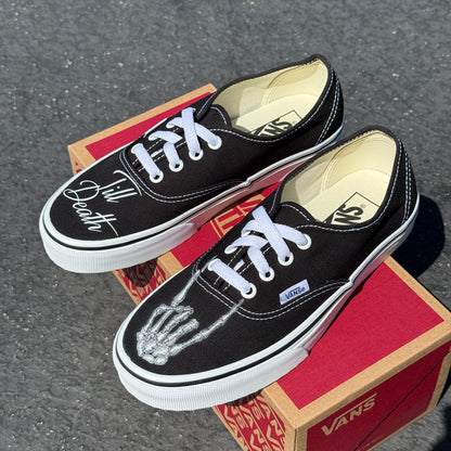 till death wedding vans authentic lace up shoes for men and women