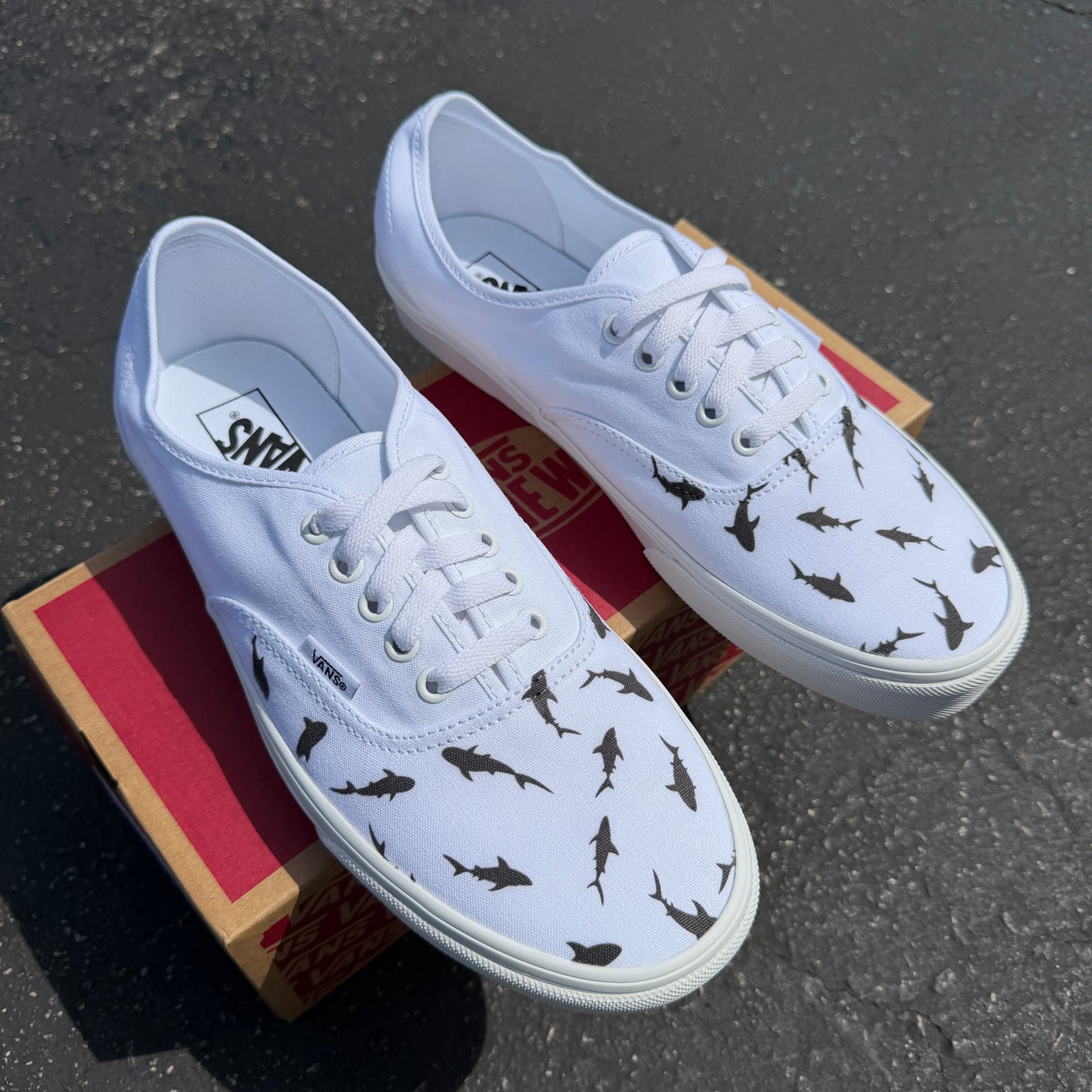 sharks Vans authentic shoes custom