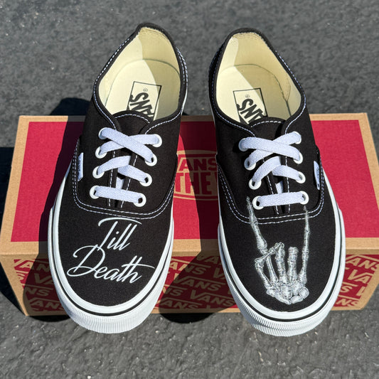 till death wedding vans authentic lace up shoes for men and women