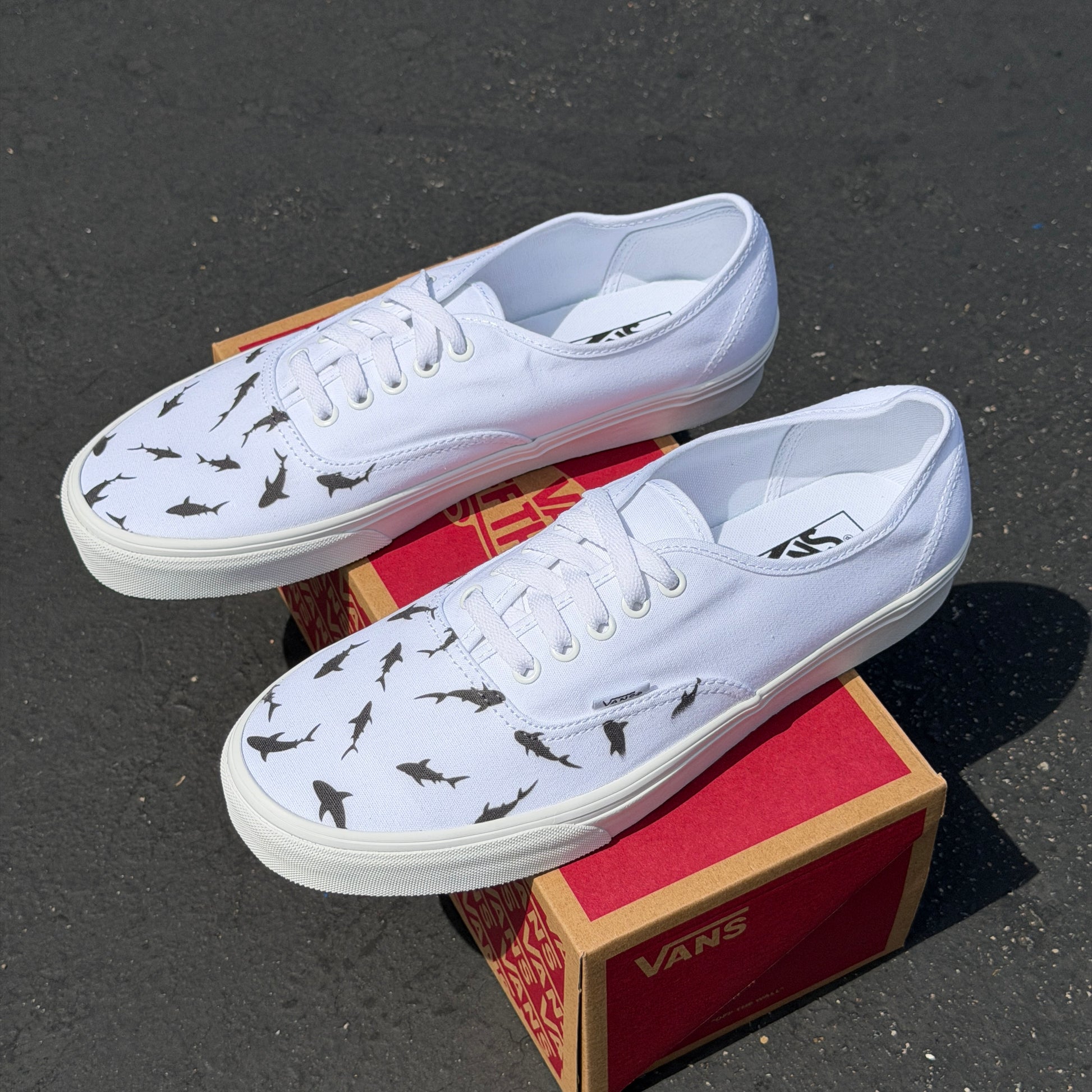 sharks Vans authentic shoes custom