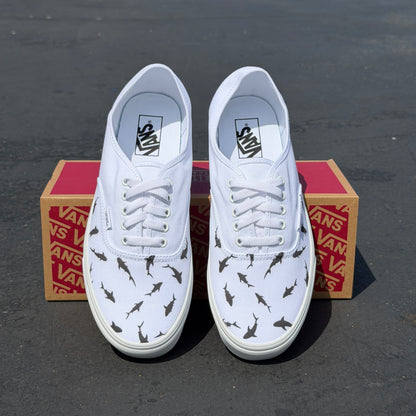 Swimming Sharks White Vans Authentic Shoes Customs