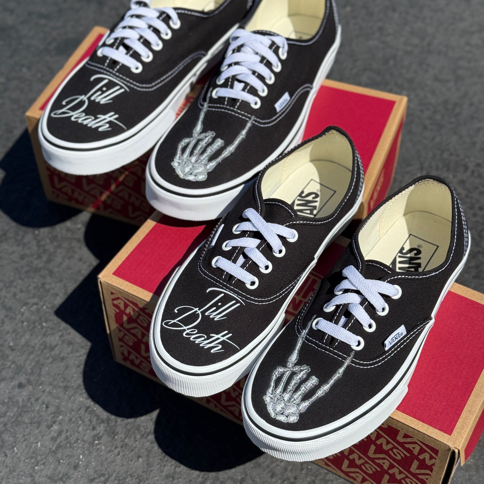 till death wedding vans authentic lace up shoes for men and women