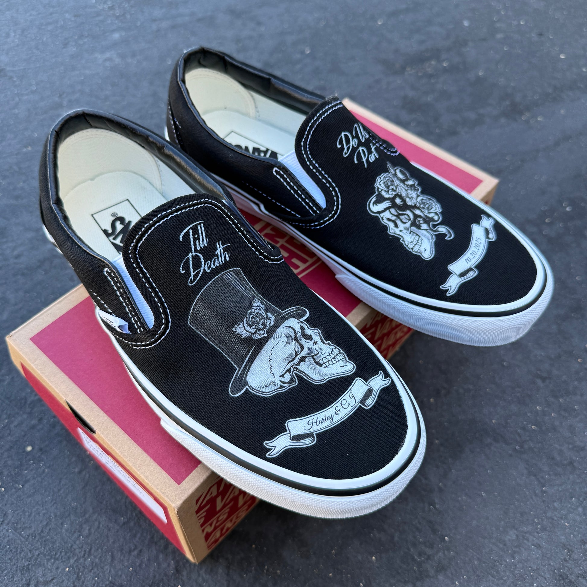 wedding shoes slip on Vans personalizable custom shoes