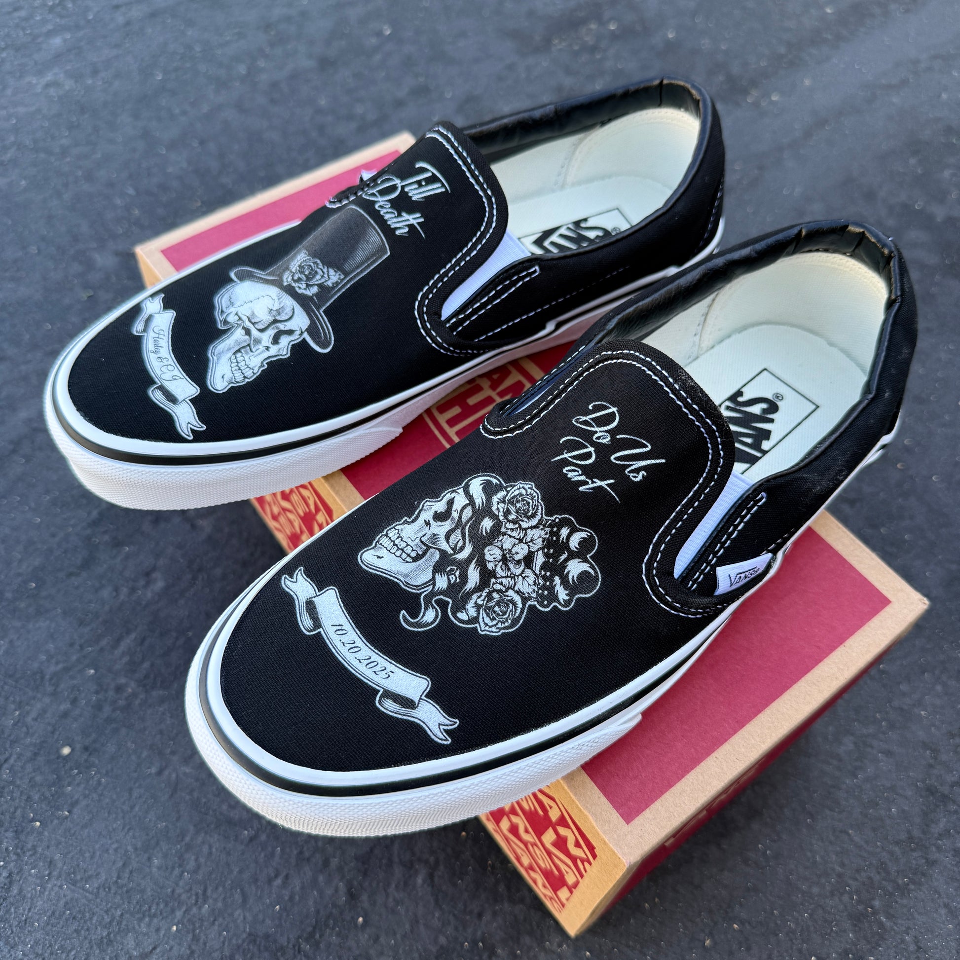 wedding shoes slip on Vans personalizable custom shoes