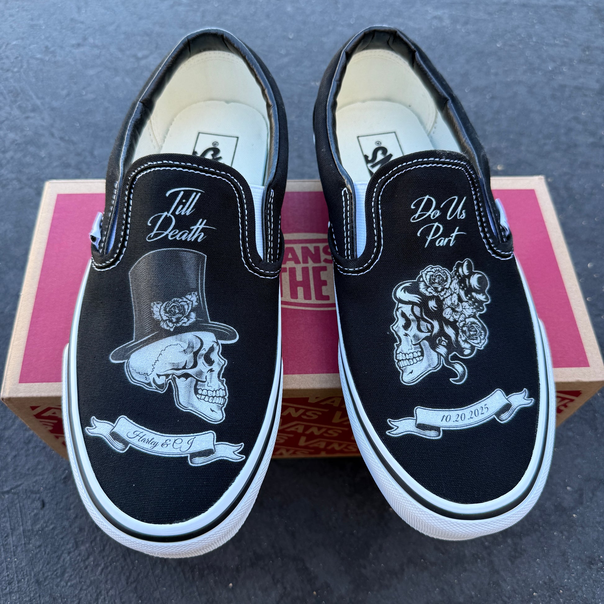wedding shoes slip on Vans personalizable custom shoes