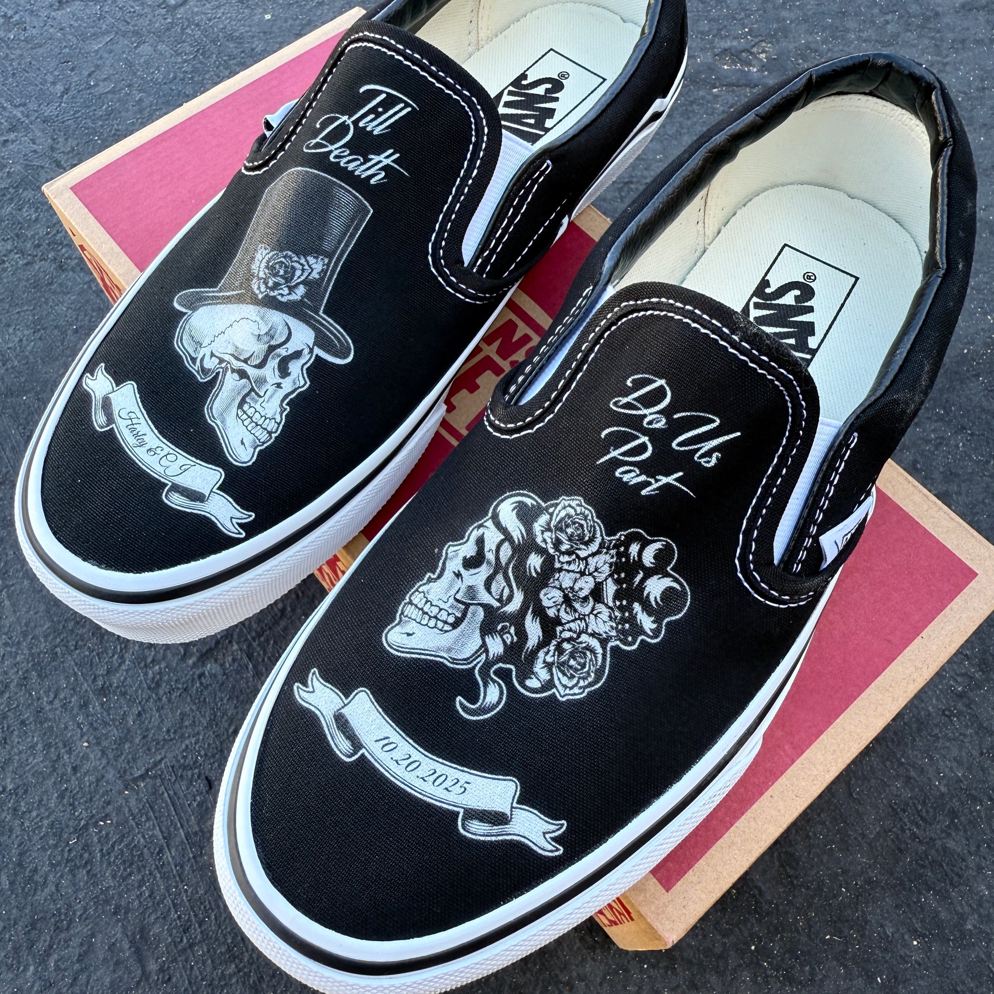 wedding shoes slip on Vans personalizable custom shoes