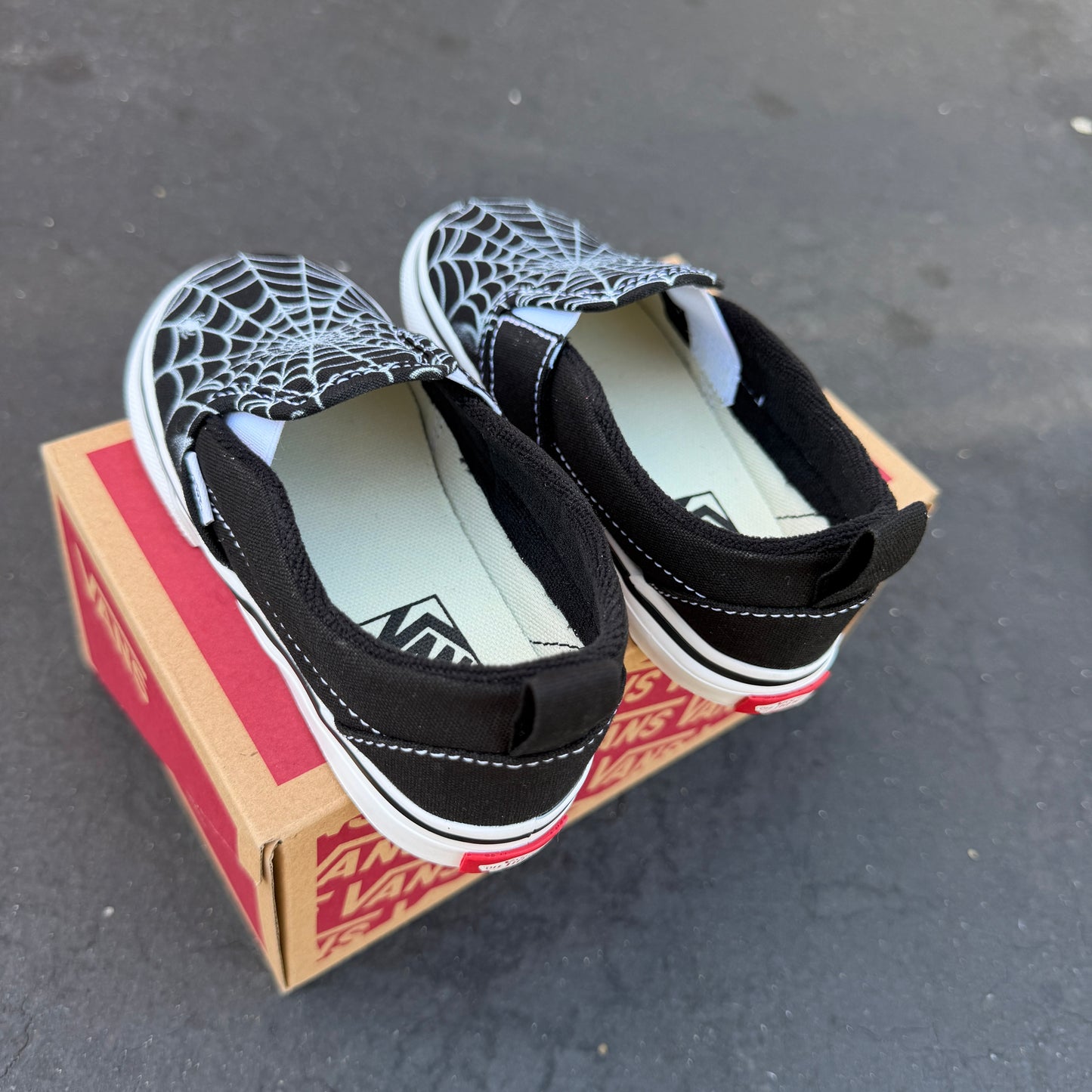 Spiderweb Slip On Vans for Kids Customized Shoes