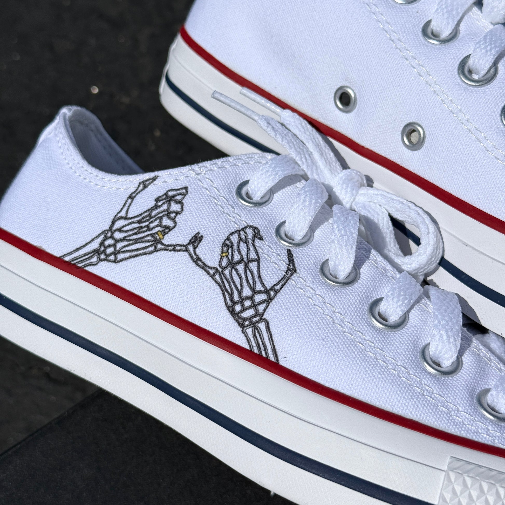 pinky promise till death converse chuck Taylor shoes customized white low top wedding sneakers