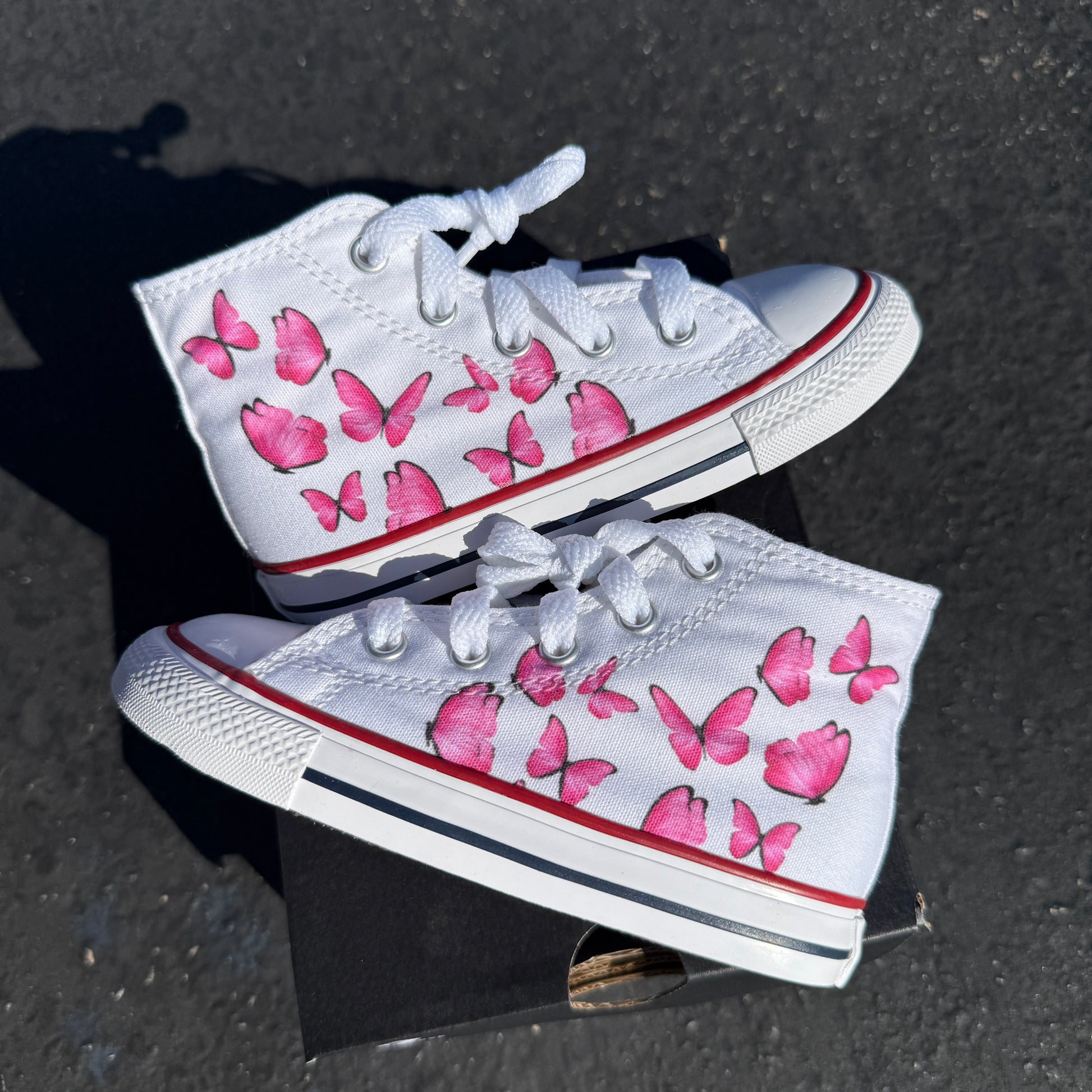 pink butterfly converse chuck Taylor for kids infant toddler customized shoe