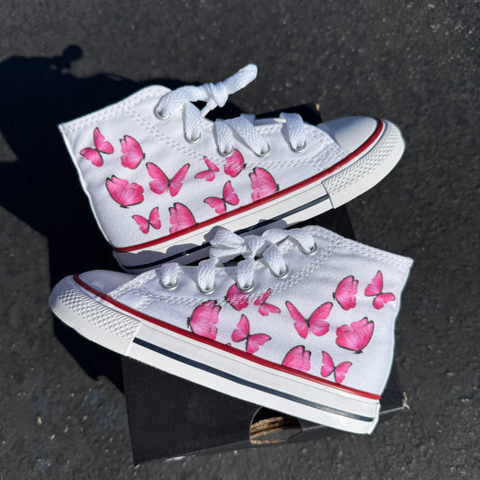 pink butterfly converse chuck Taylor for kids infant toddler customized shoe