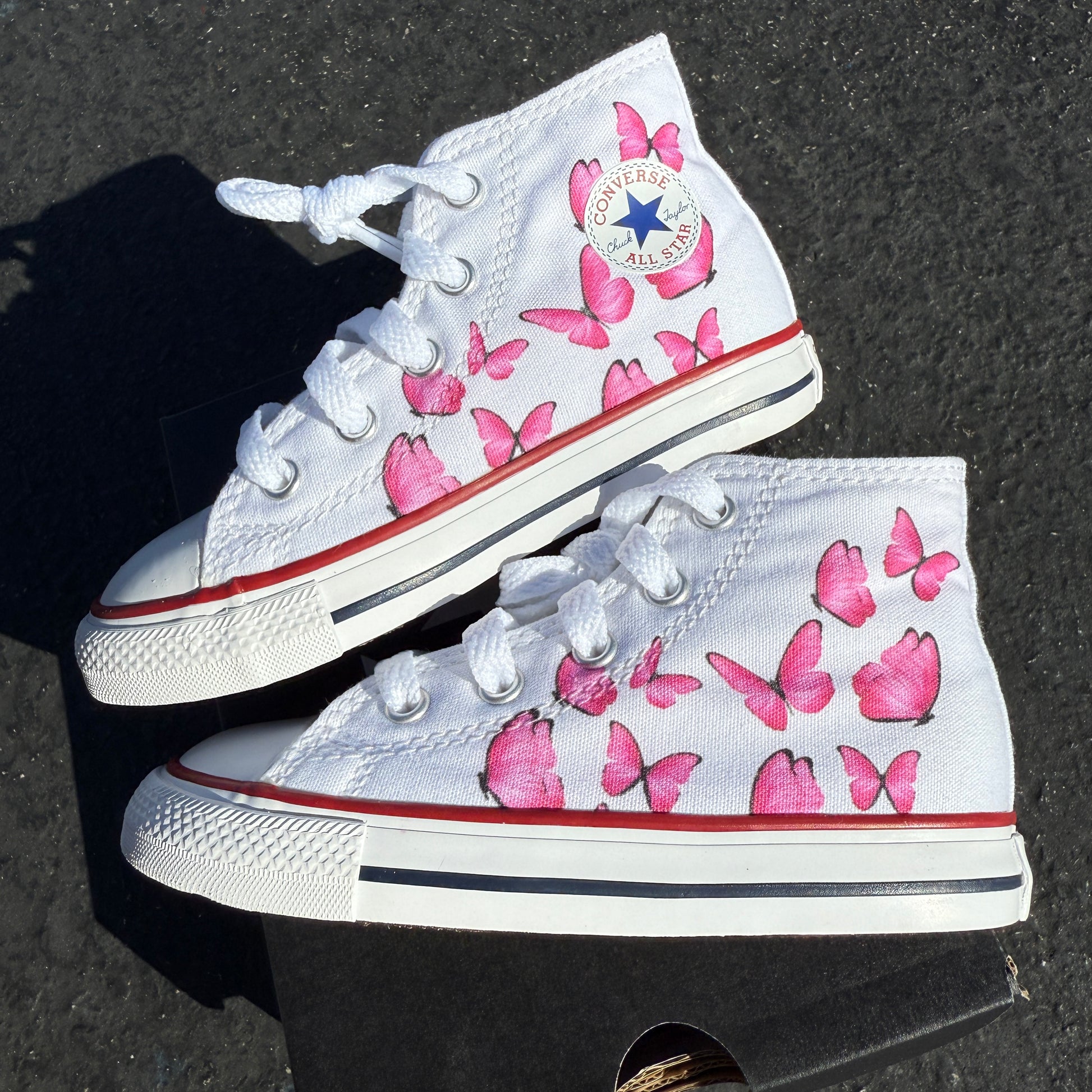 pink butterfly converse chuck Taylor for kids infant toddler customized shoe
