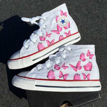 pink butterfly converse chuck Taylor for kids infant toddler customized shoe