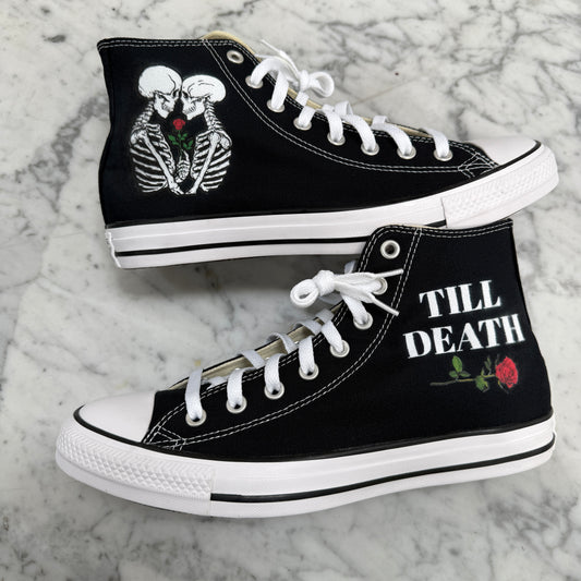 Till Death Wedding Converse Kissing Skeleton Shoes Custom Chuck Taylor