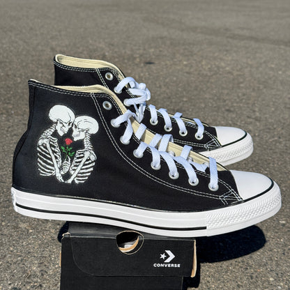 Till Death Wedding Converse Kissing Skeleton Shoes Custom Chuck Taylor