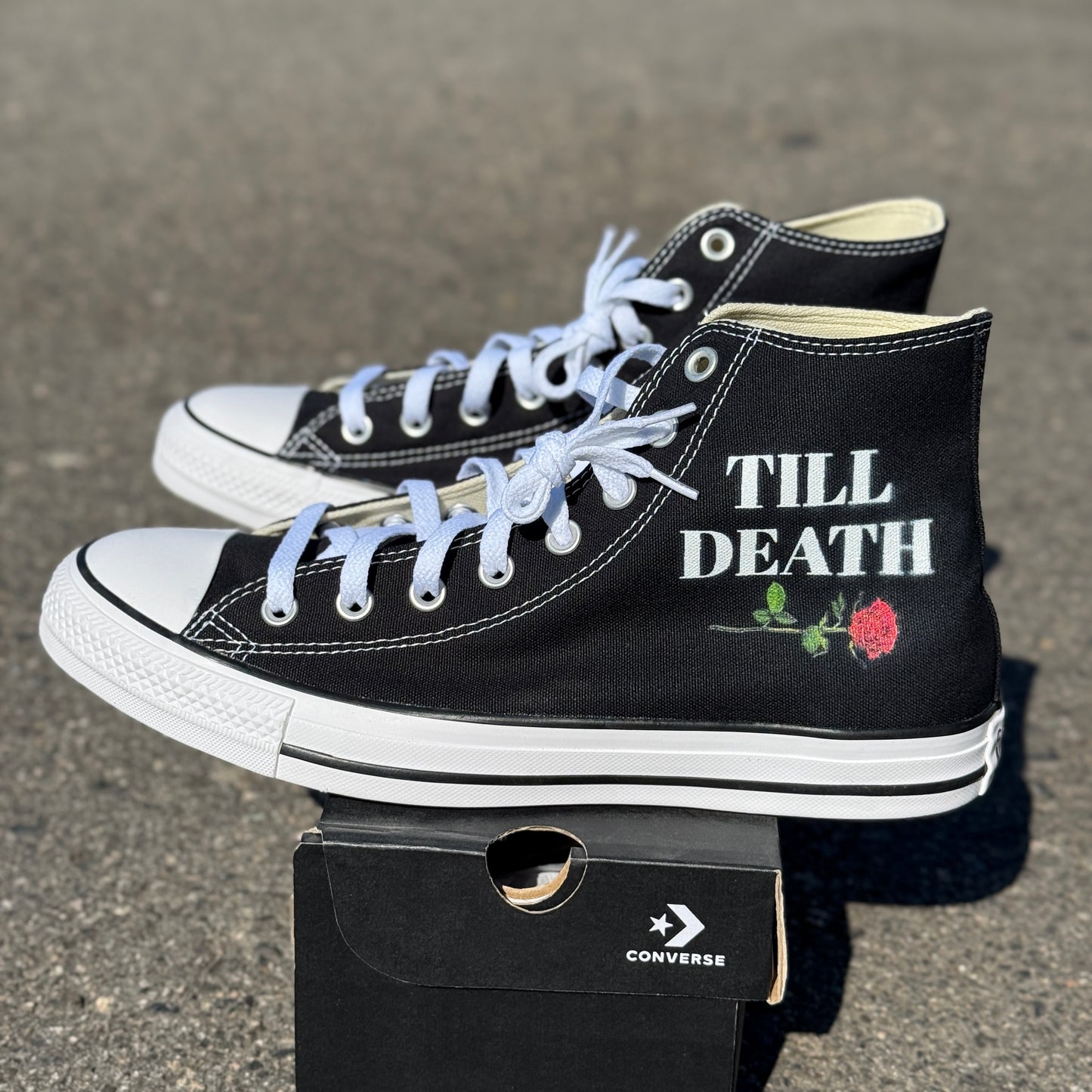 Till Death Wedding Converse Kissing Skeleton Shoes Custom Chuck Taylor