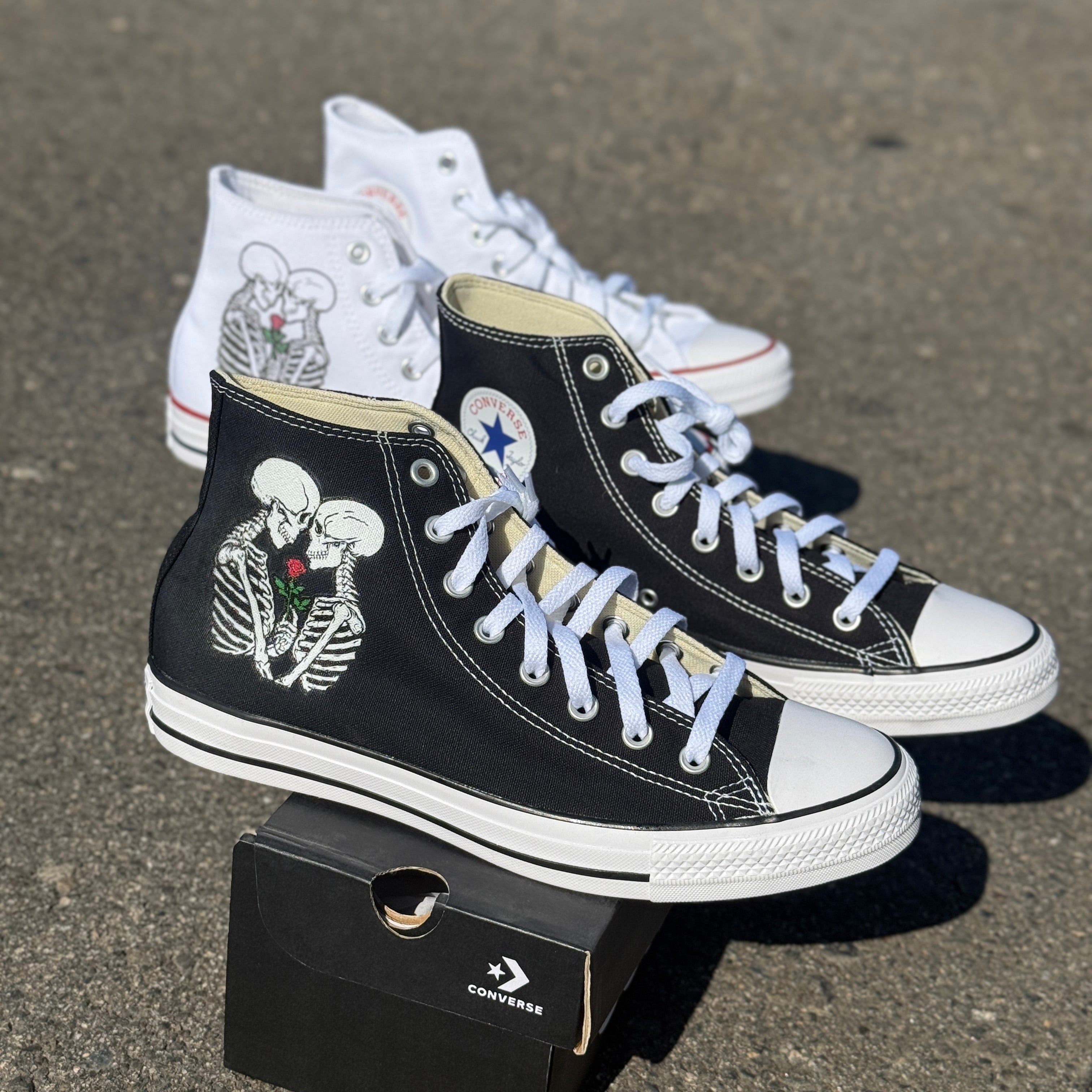 Till Death Wedding Converse Kissing Skeleton Shoes Custom