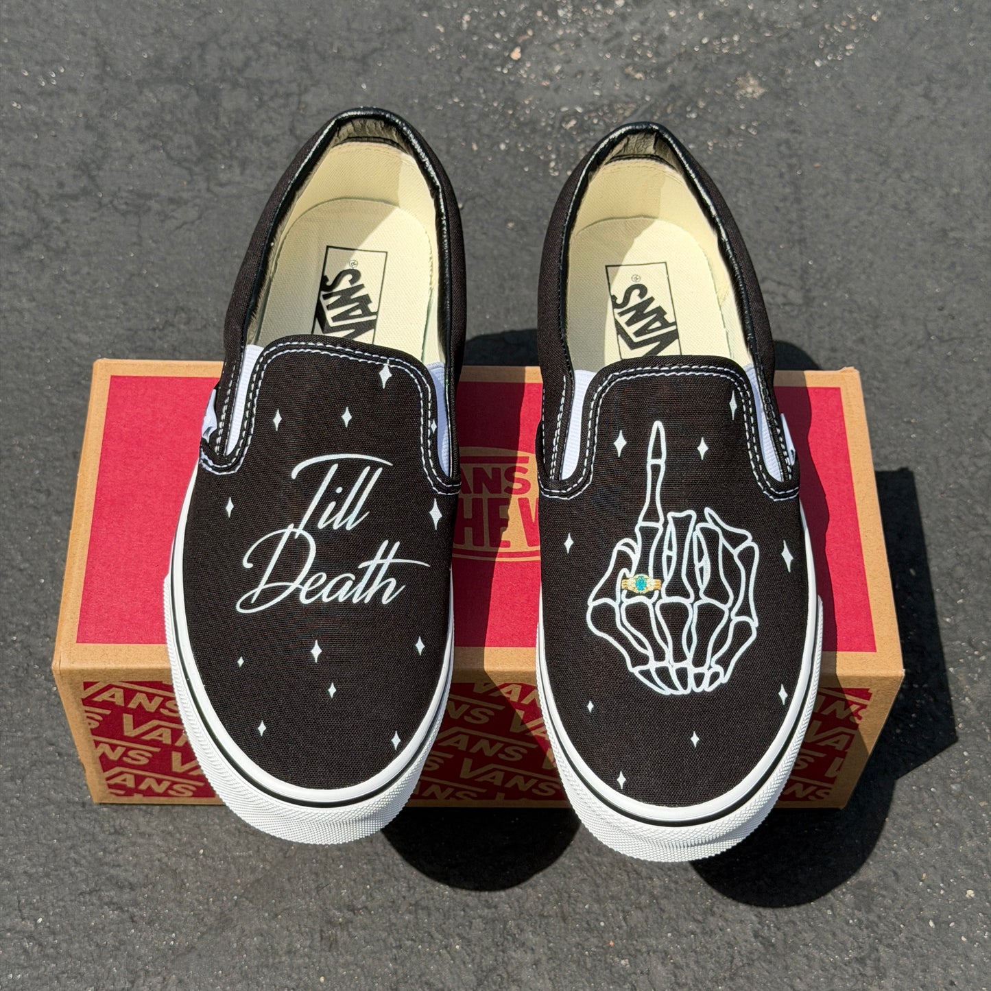Personalized Ring - Till Death Ring Finger Black Slip On Vans