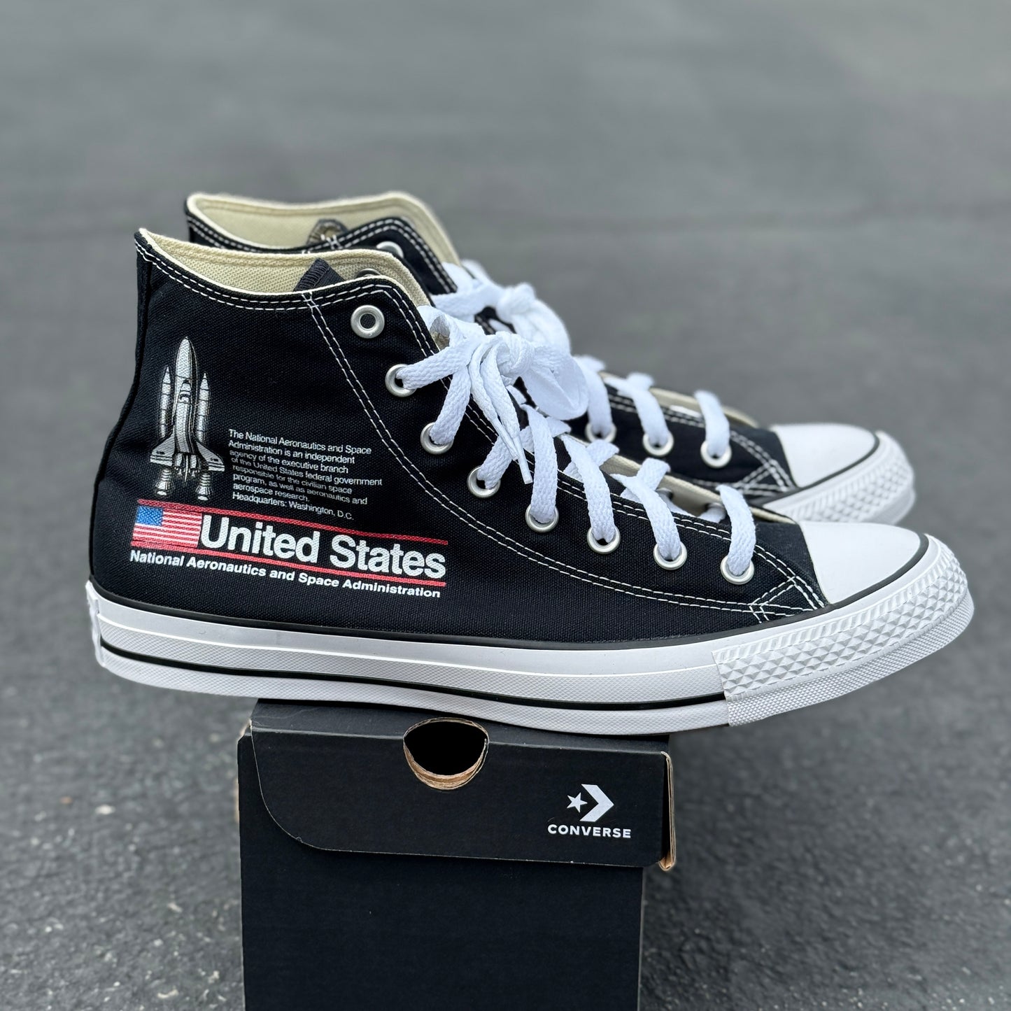 NASA Shoes - Custom Black High Top Converse Shoes