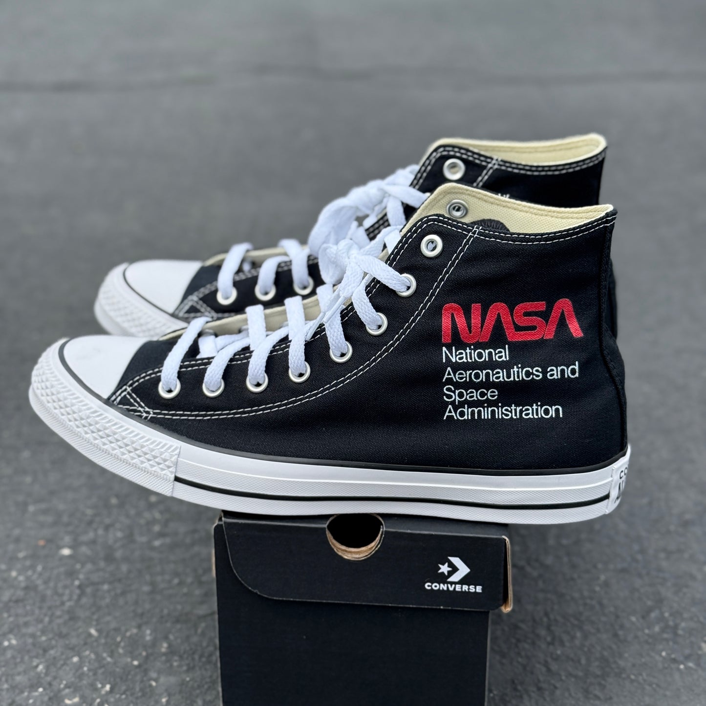 NASA Shoes - Custom Black High Top Converse Shoes