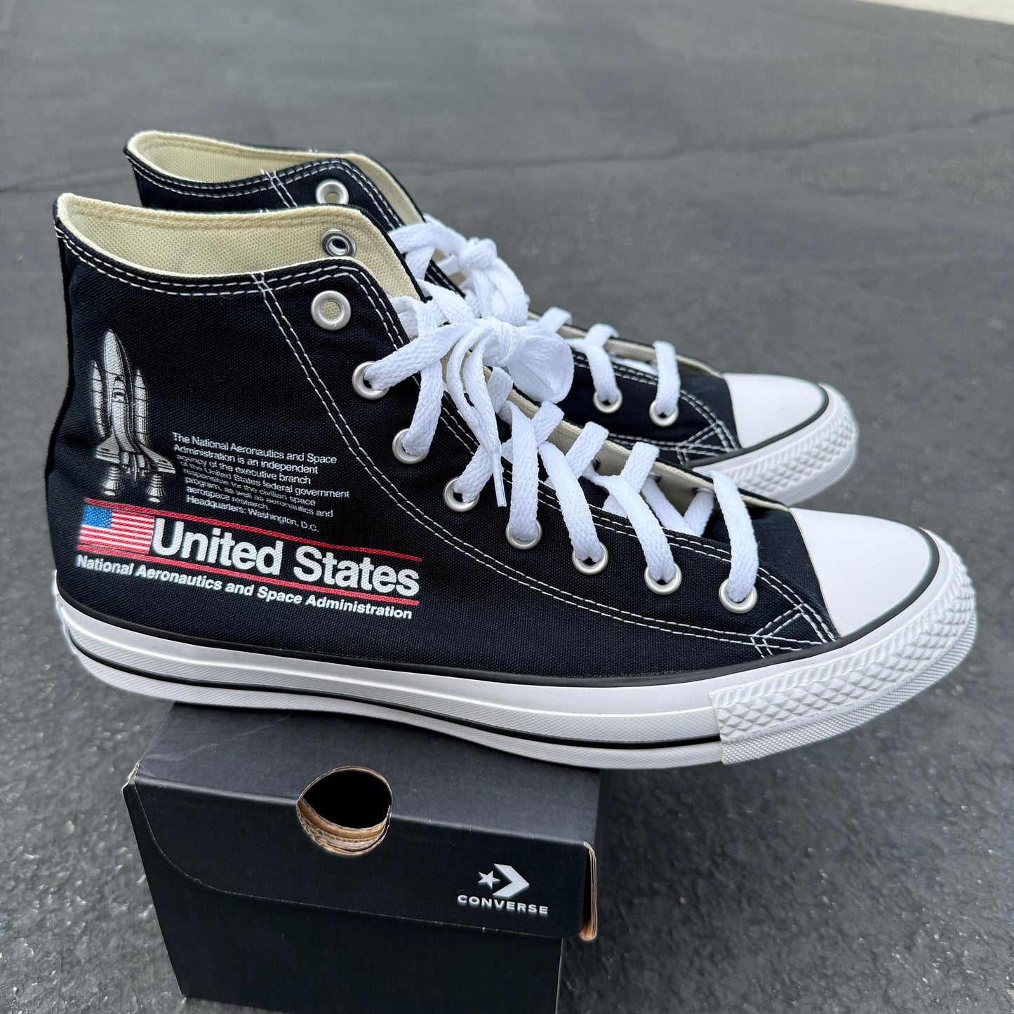 NASA Shoes - Custom Black High Top Converse Shoes