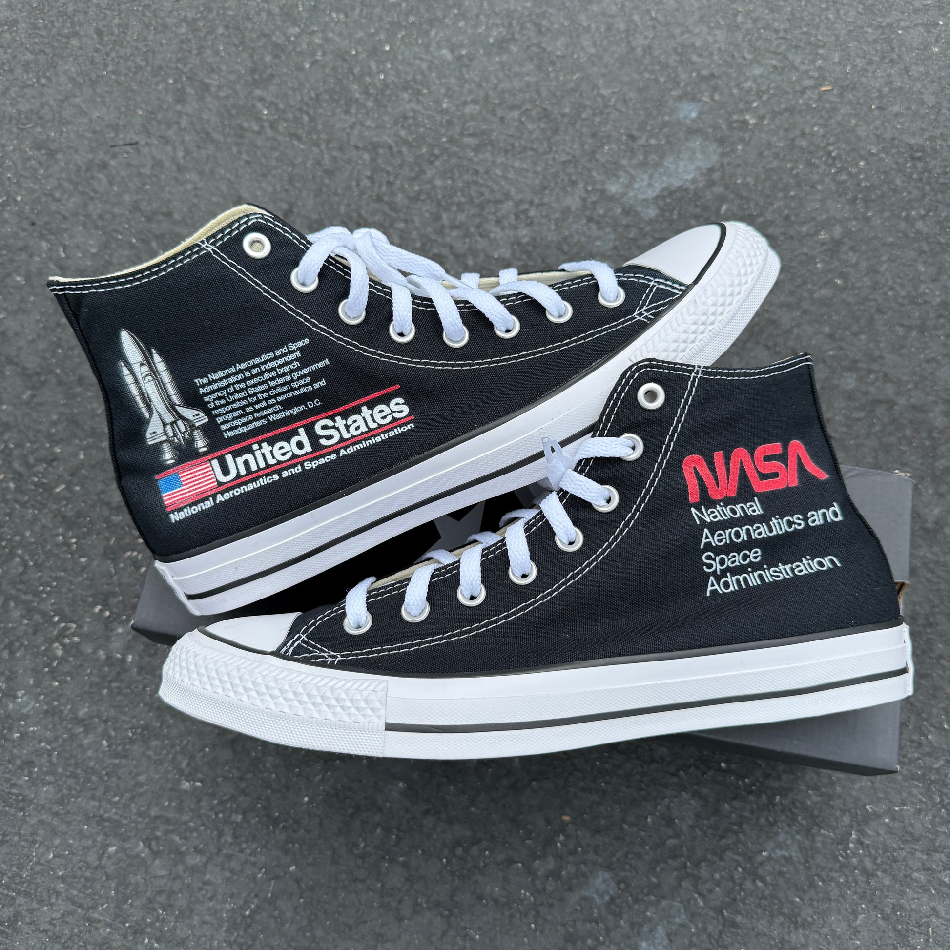 NASA Shoes Custom Black High Top Converse Shoes – BlvdCustom