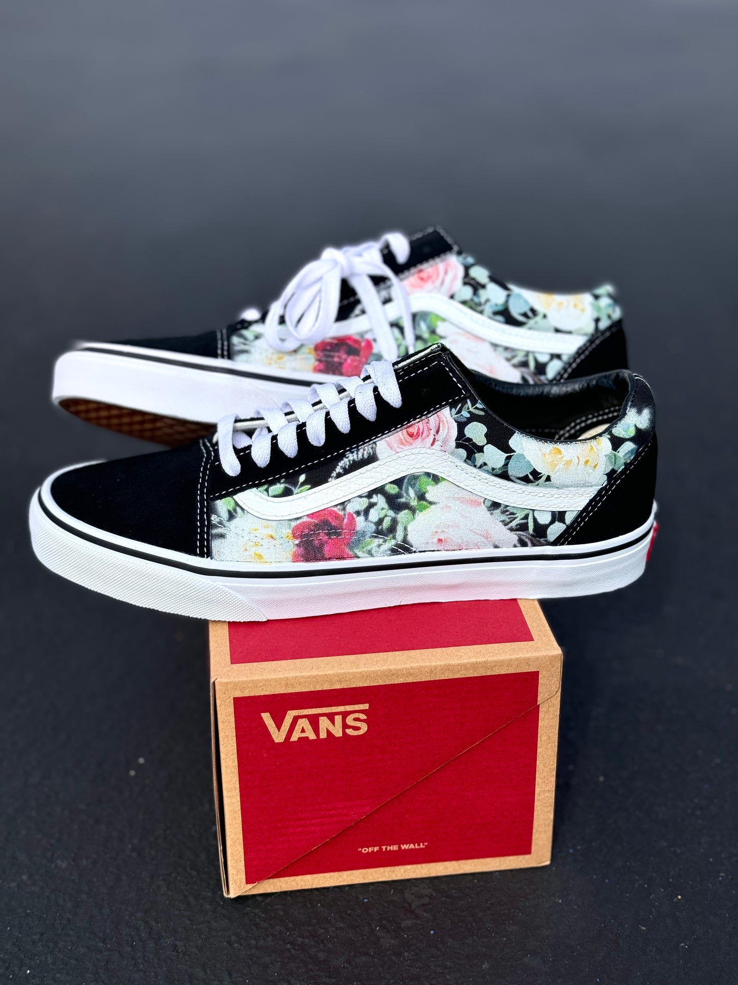 whimsical flowers floral on vans old skool shoes custom