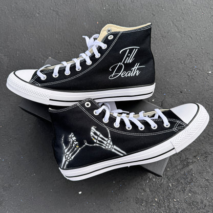 wedding till death converse Chuck Taylor shoes skeleton pinky promise 