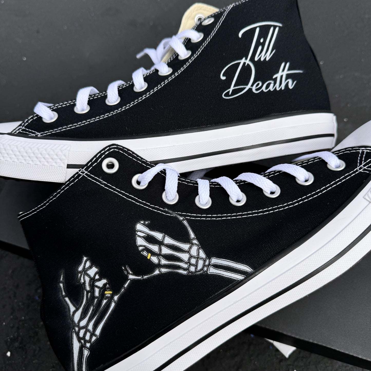 wedding till death converse Chuck Taylor shoes skeleton pinky promise 