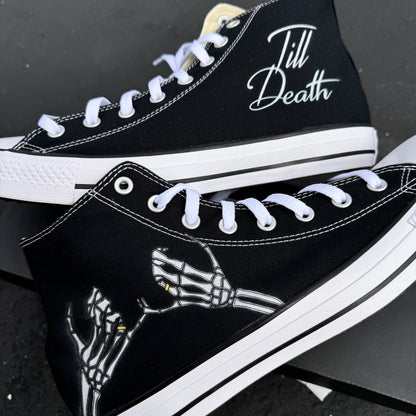 wedding till death converse Chuck Taylor shoes skeleton pinky promise 