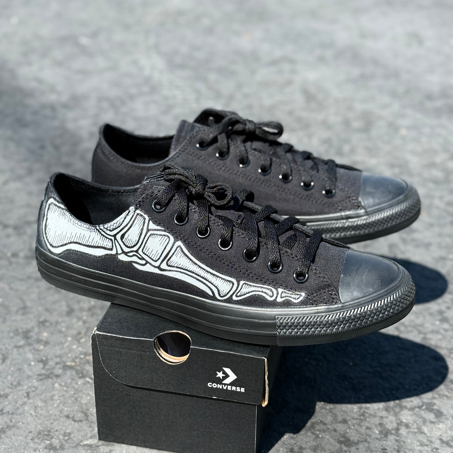 Custom Skeleton Feet Shoes - Custom Black/BlackLow Top Converse Shoes