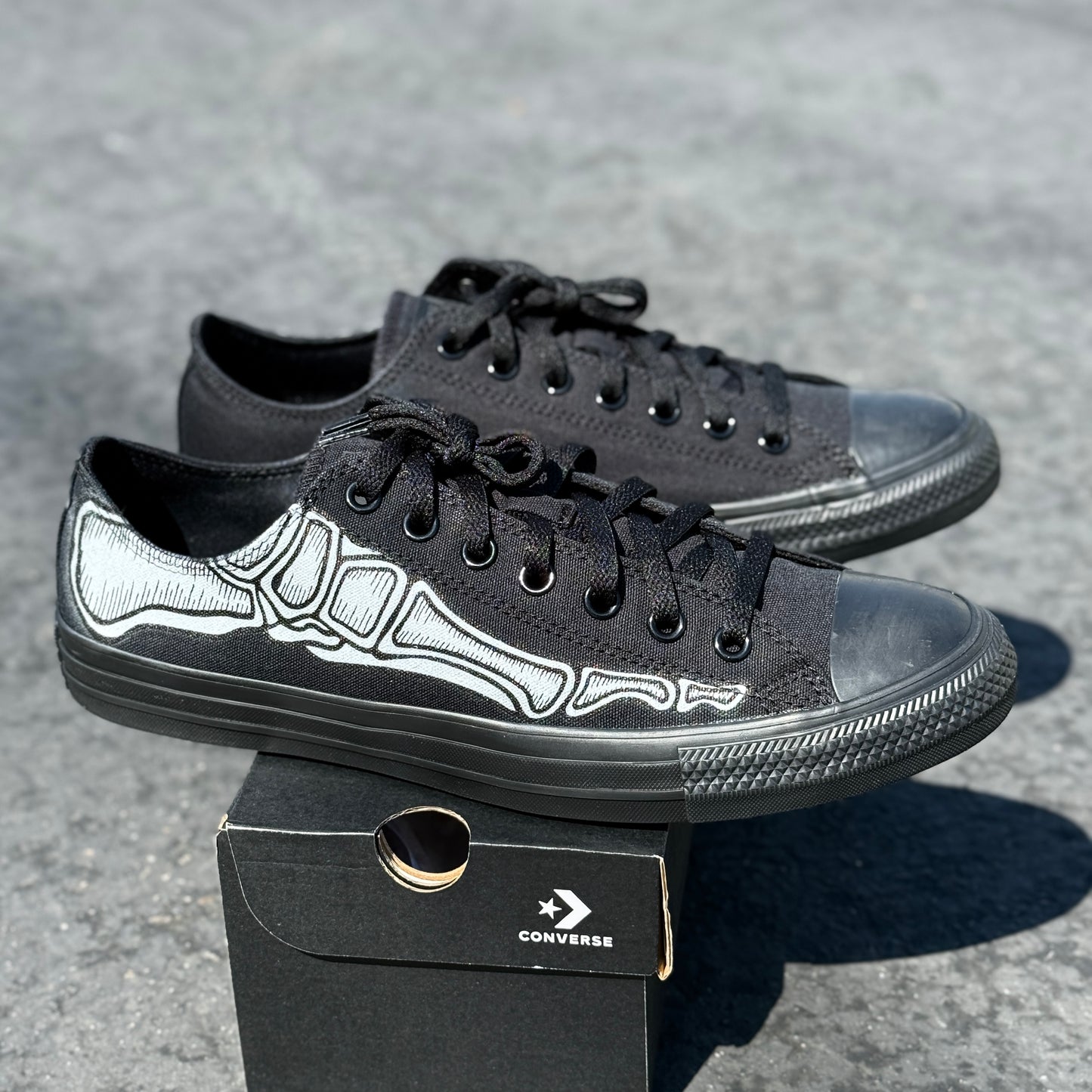 Custom Skeleton Feet Shoes - Custom Black/BlackLow Top Converse Shoes