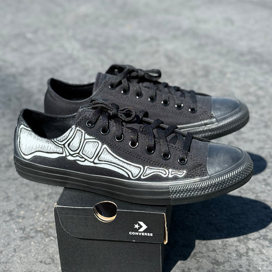 Custom Skeleton Feet Shoes - Custom Black/BlackLow Top Converse Shoes