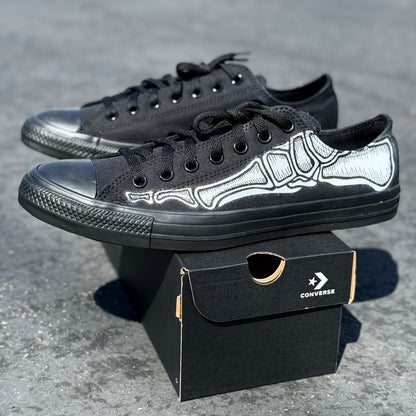 Custom Skeleton Feet Shoes - Custom Black/BlackLow Top Converse Shoes