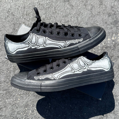 Custom Skeleton Feet Shoes - Custom Black/BlackLow Top Converse Shoes