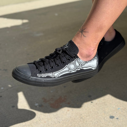 Custom Skeleton Feet Shoes - Custom Black/BlackLow Top Converse Shoes